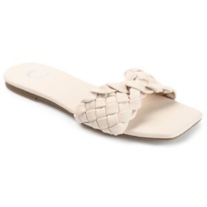 Women’s Journee Collection Tamiya Cream Braided Vegan Leather Sandals Size 11!
